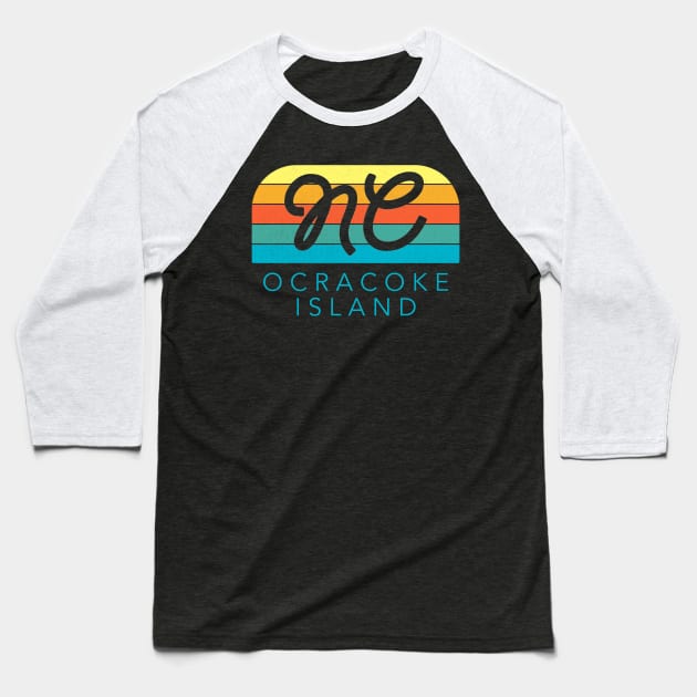 Ocracoke Island Sunrise Summer Vacation in NC Baseball T-Shirt by Contentarama